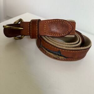 MARLIN EMBROIDERED ZEP-PRO TAN LEATHER BELT.